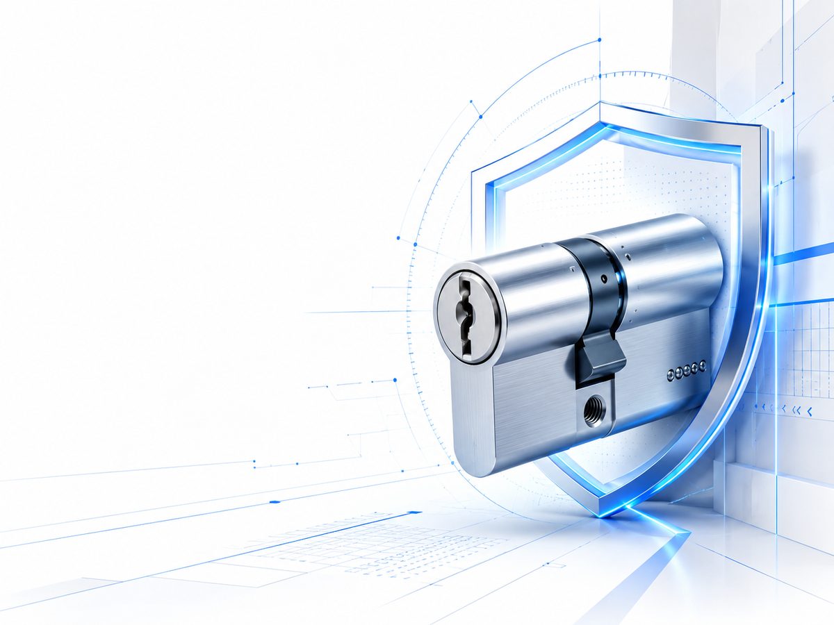 High-security lock cylinder protected by a digital shield, fitted by Fort Secure in Wokingham